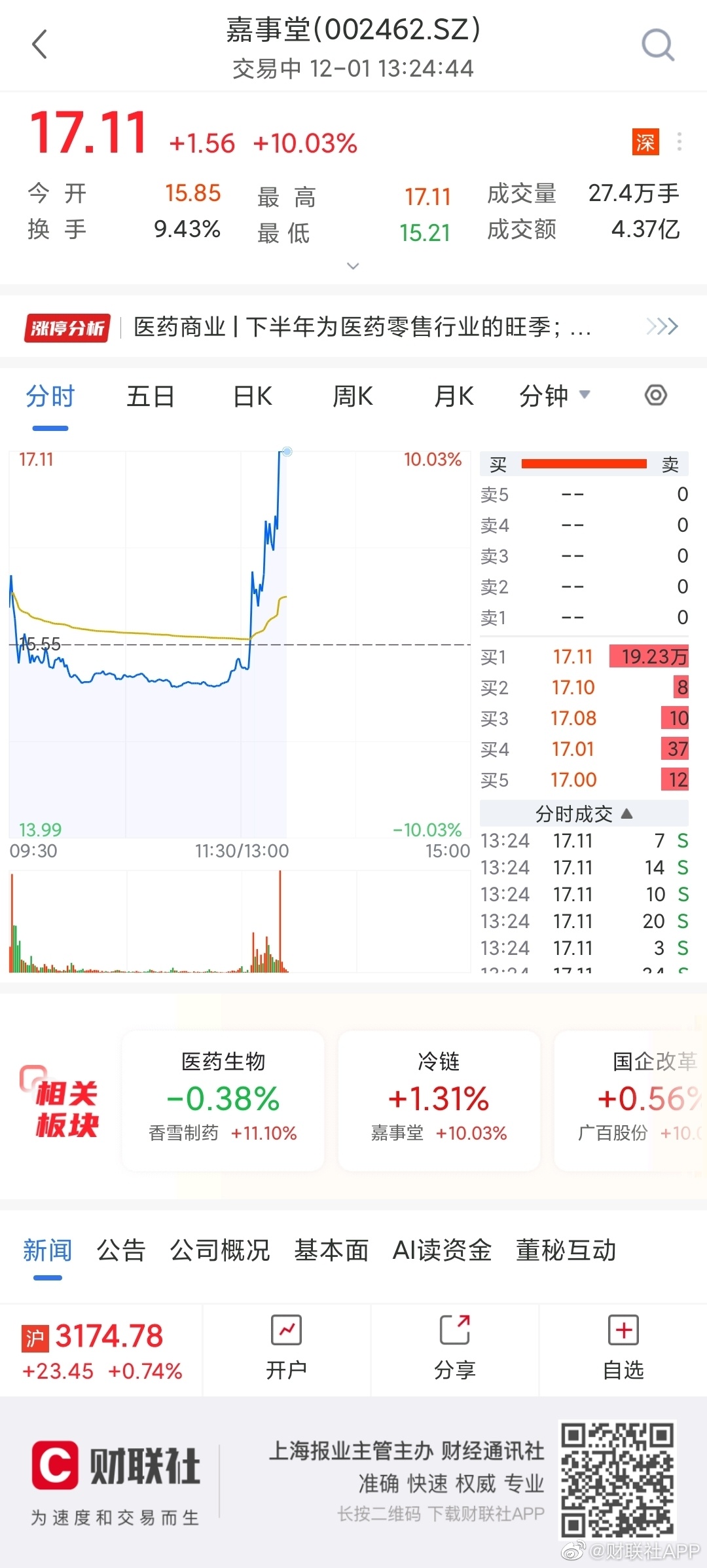 嘉事堂股票行情，市场动态与投资价值分析